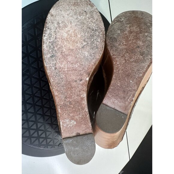 Chloe Womens Green Leather Platform Wedge Sandals Sz 40 / 9.5 - Picture 8 of 8